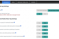 Advanced Settings-Hash tag & Social Media Meta Tag Settings
